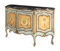 A Venetian Style Painted Marble-Top Commode
