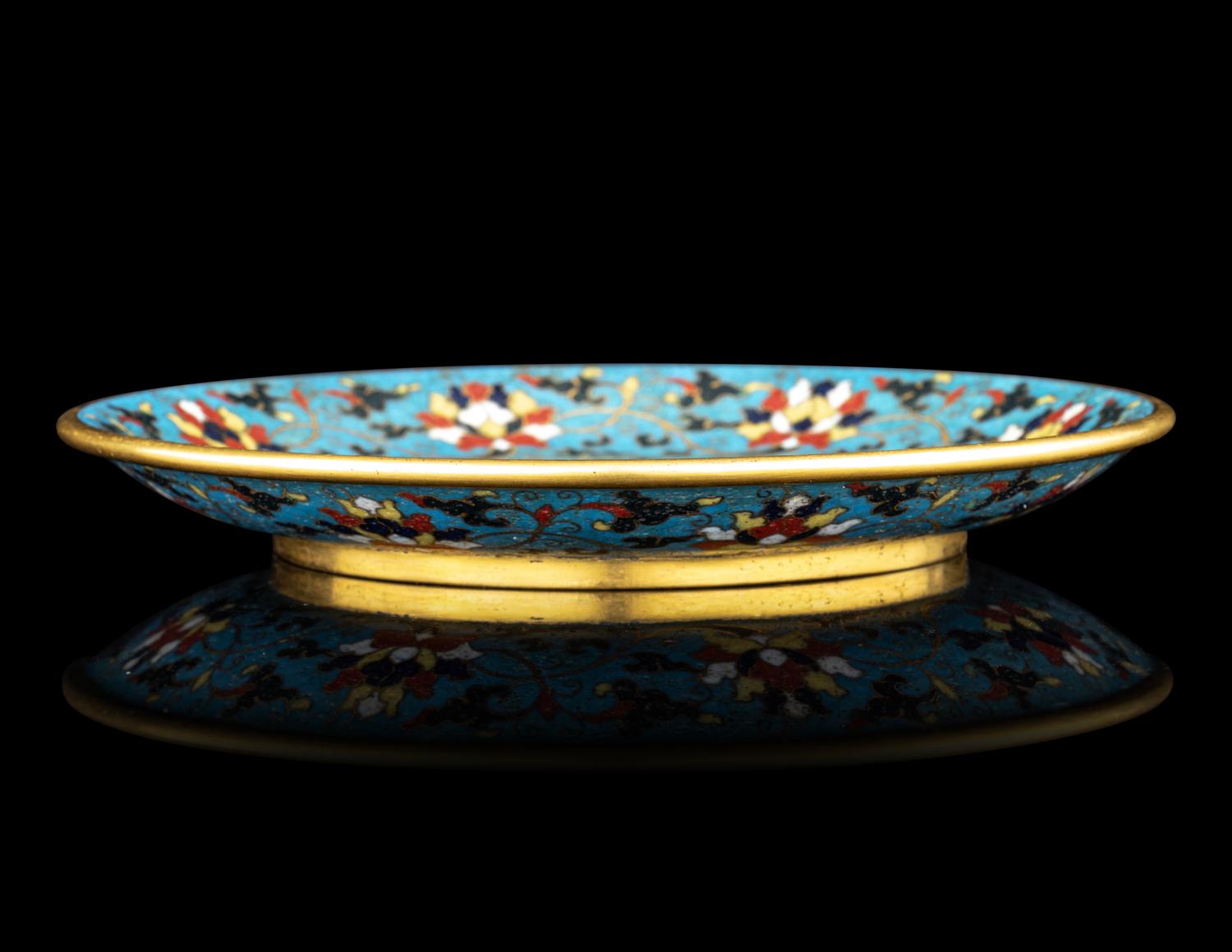 A Cloisonné Enamel 'Lotus' Plate
