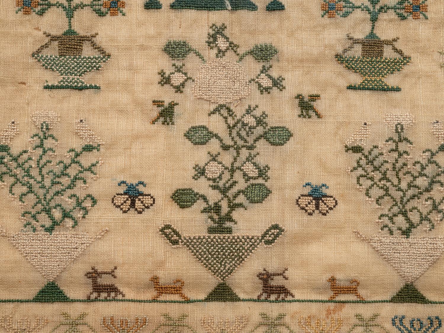 An English Needlework Embroidered Schoolgirl’s Sampler