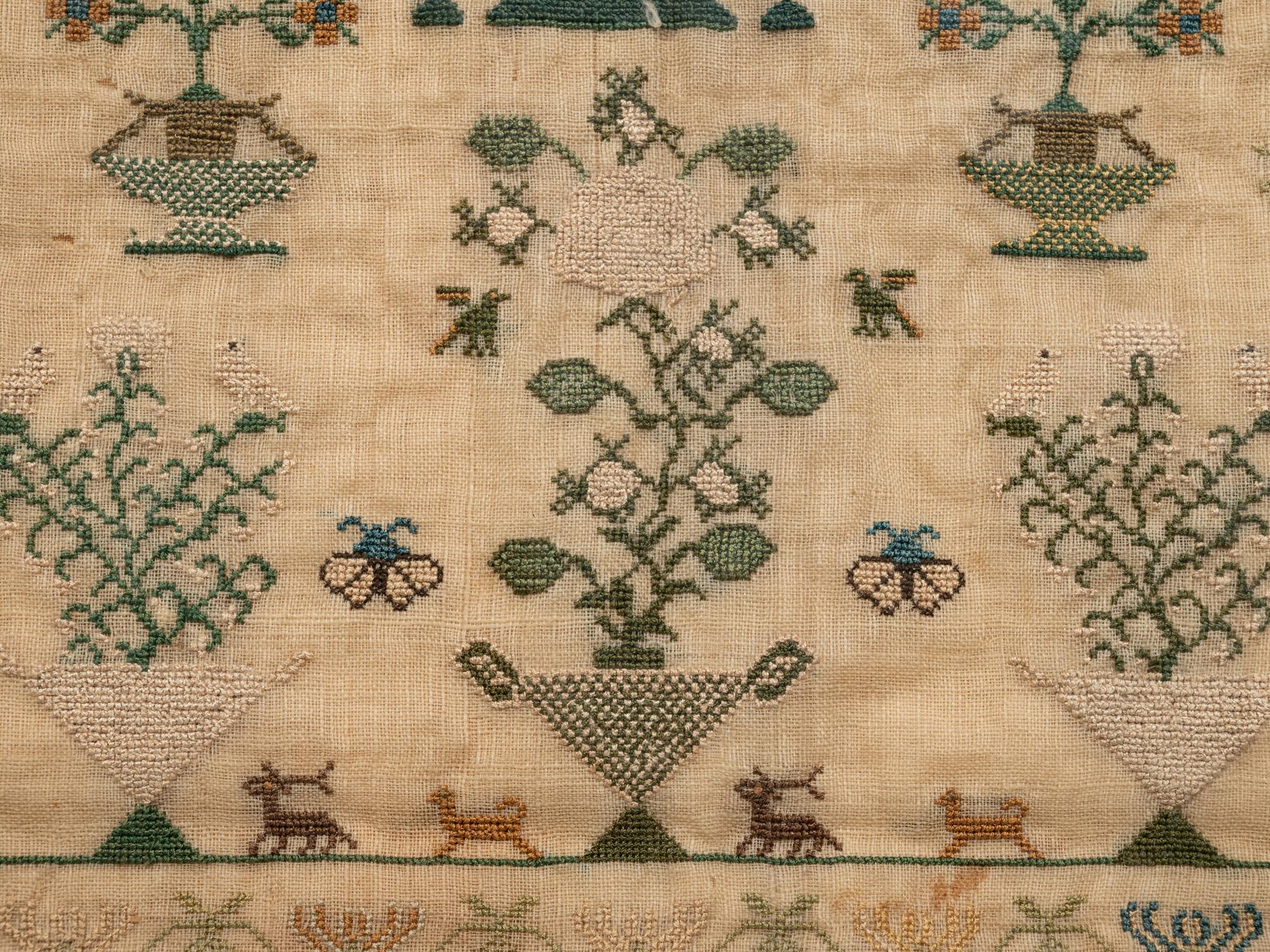 An English Needlework Embroidered Schoolgirl’s Sampler