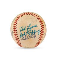 A 1972 Hall of Fame Weekend Multi Signed Autograph Baseball Featuring Hank Greenberg, Satchel Paige and Casey Stengel (JSA Letter of Authenticity),