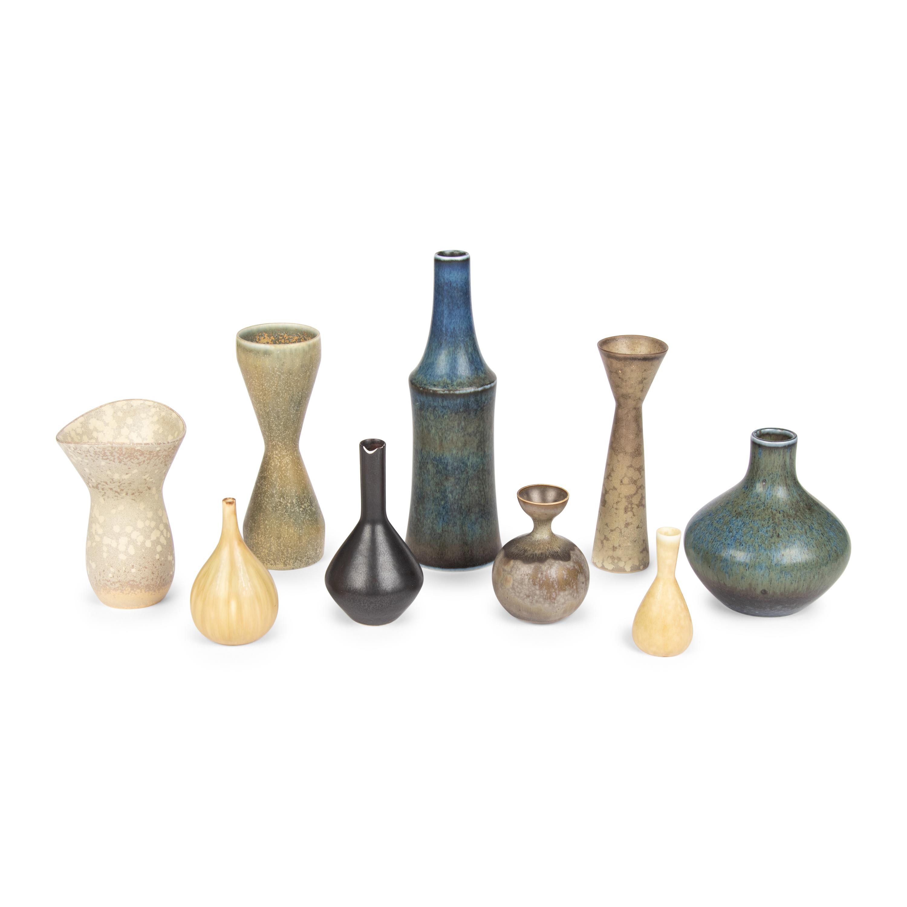 Carl-Harry Stålhane (Swedish, 1920–1990) — Collection of Nine Vases Rostrand, Sweden, c. 1950