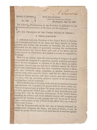 [LINCOLN, Abraham (1809-1865)] -- [AFRICAN AMERICANA]. General Orders No. 139, Lincoln's preliminary emancipation proclamation, with Lincoln signature, a Field and Sickles forgery.