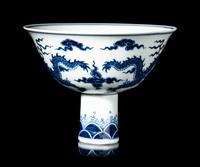 A Blue and White Porcelain Stem Bowl
