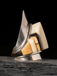 Silver Shield Ring, with Inlay