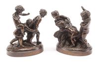 A Pair of French Bronze Figural Groups Height of first 9 1/2 inches. — AFTER CLAUDE MICHEL (CLODION), 19TH CENTURY
