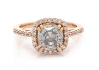 A 14 Karat Rose Gold, Fancy Gray Diamond and Diamond Ring, 2.70 dwts.