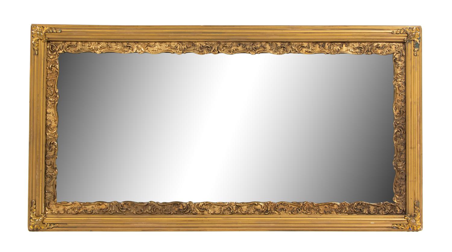 A Victorian Gilt Framed Mirror Height 24 x 48 inches. — 19TH CENTURY