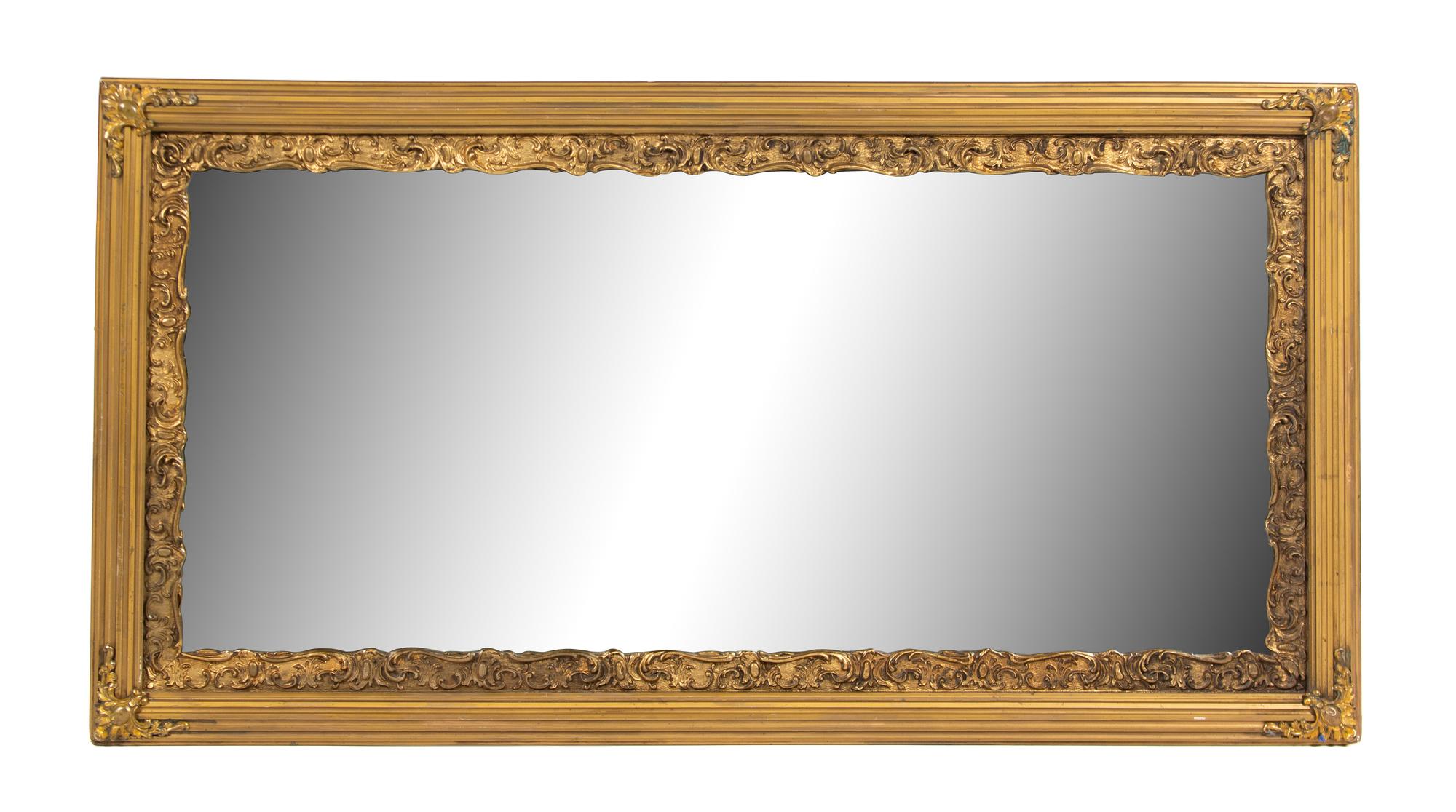 A Victorian Gilt Framed Mirror Height 24 x 48 inches. — 19TH CENTURY