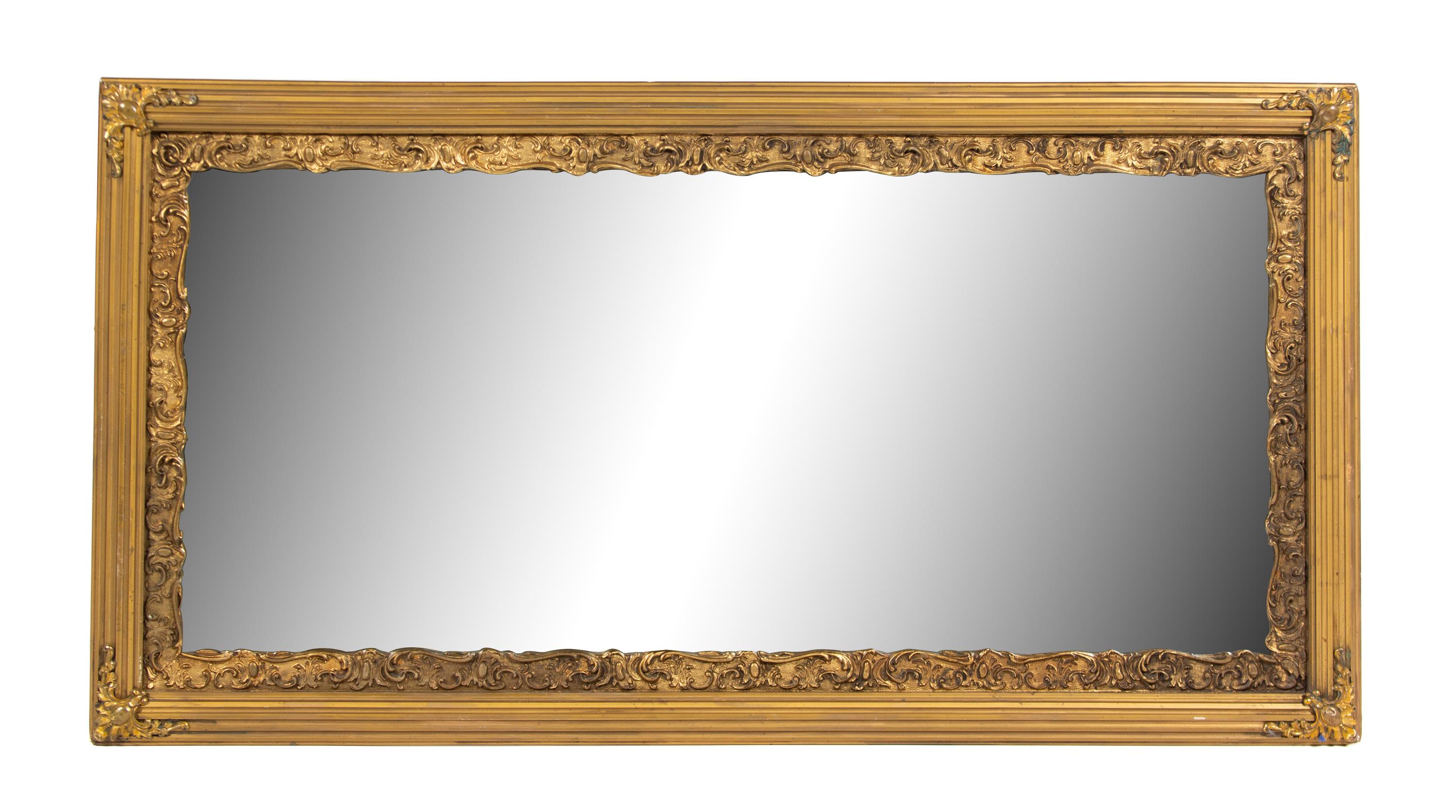 A Victorian Gilt Framed Mirror Height 24 x 48 inches. — 19TH CENTURY