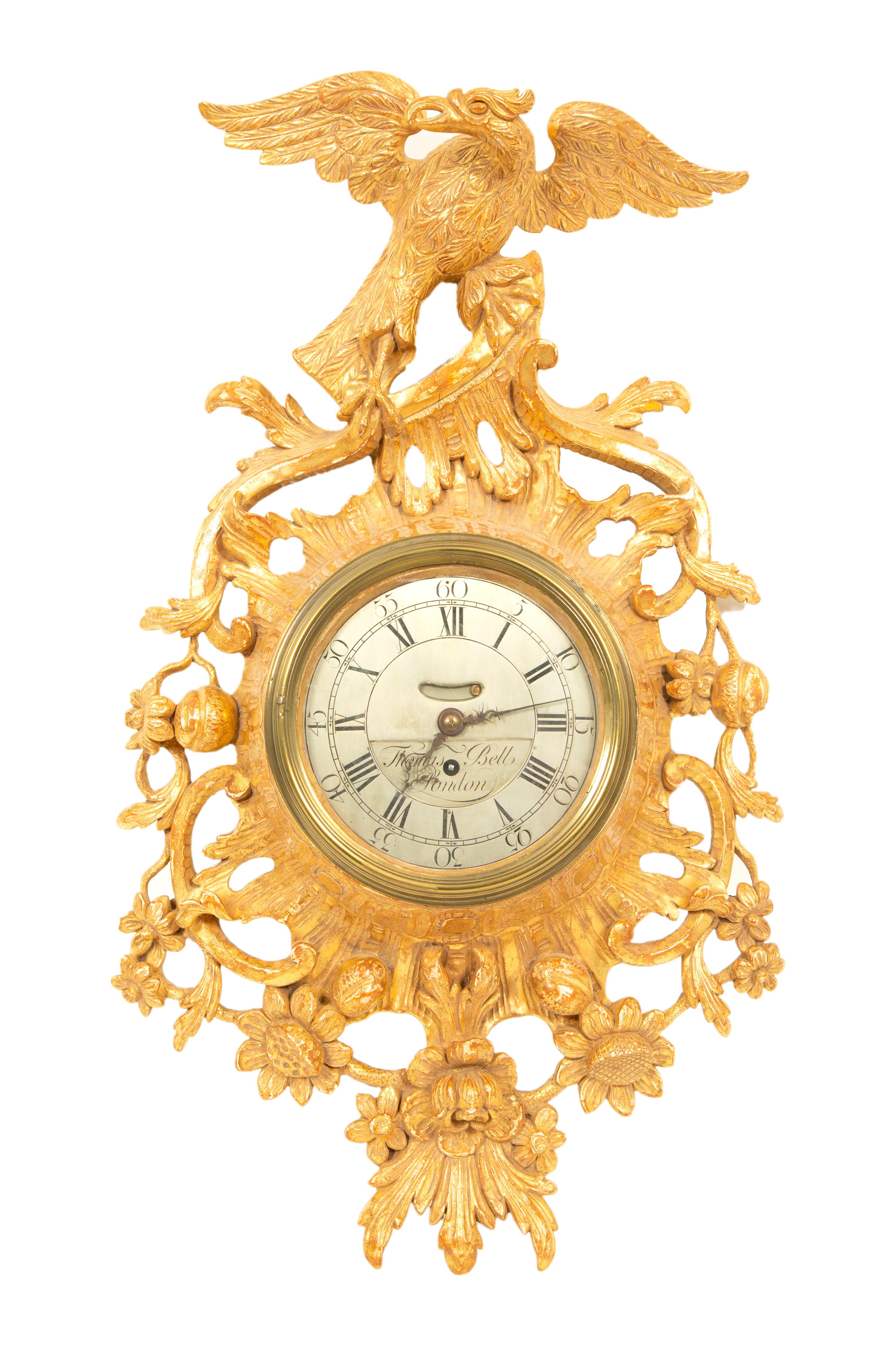 A George III Carved Giltwood Cartel Clock