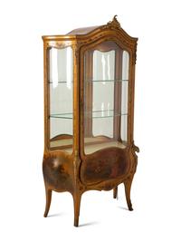 A Louis XV Style Giltwood Vernis Martin Vitrine Cabinet