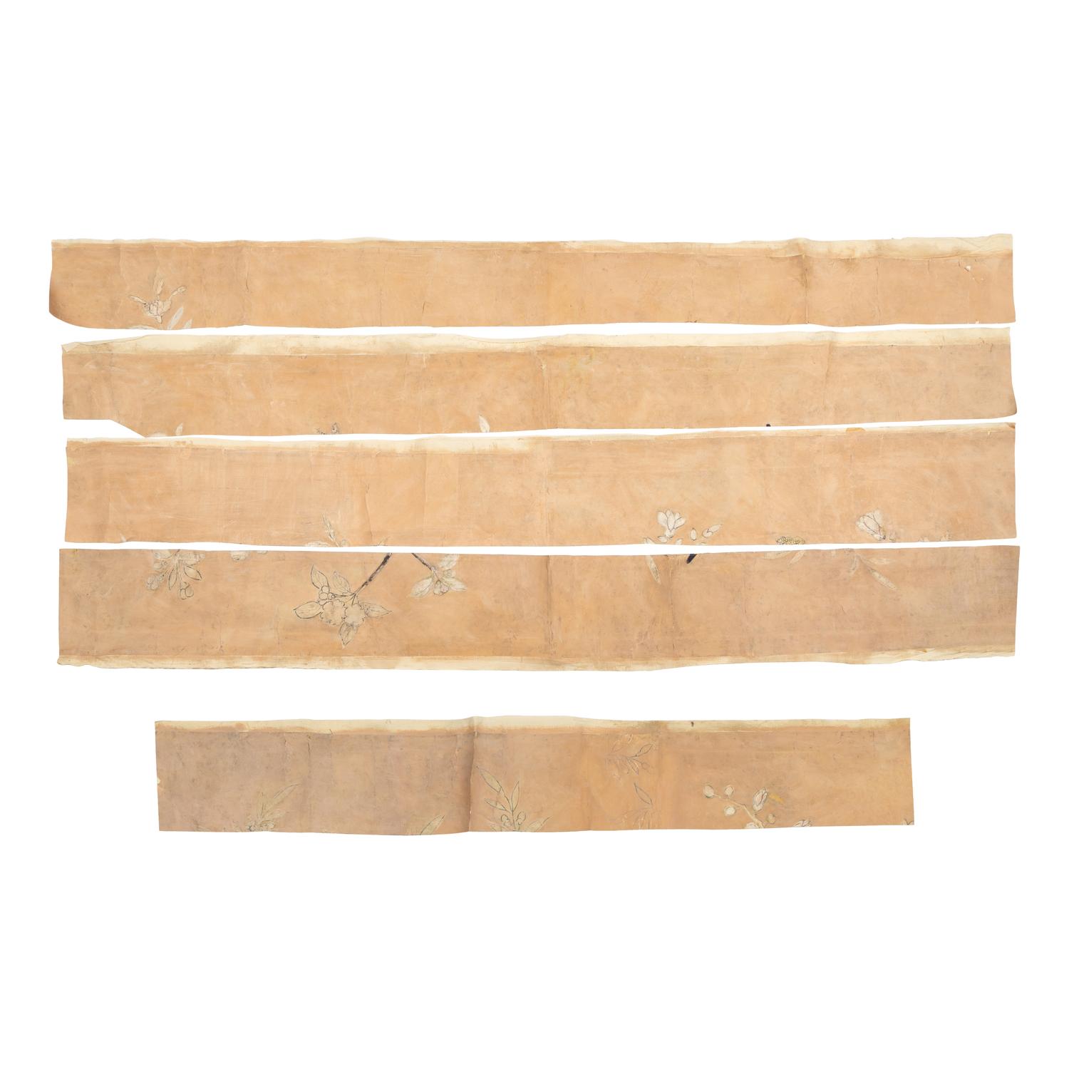A Group of Chinese Hand-Painted Wallpaper Panels