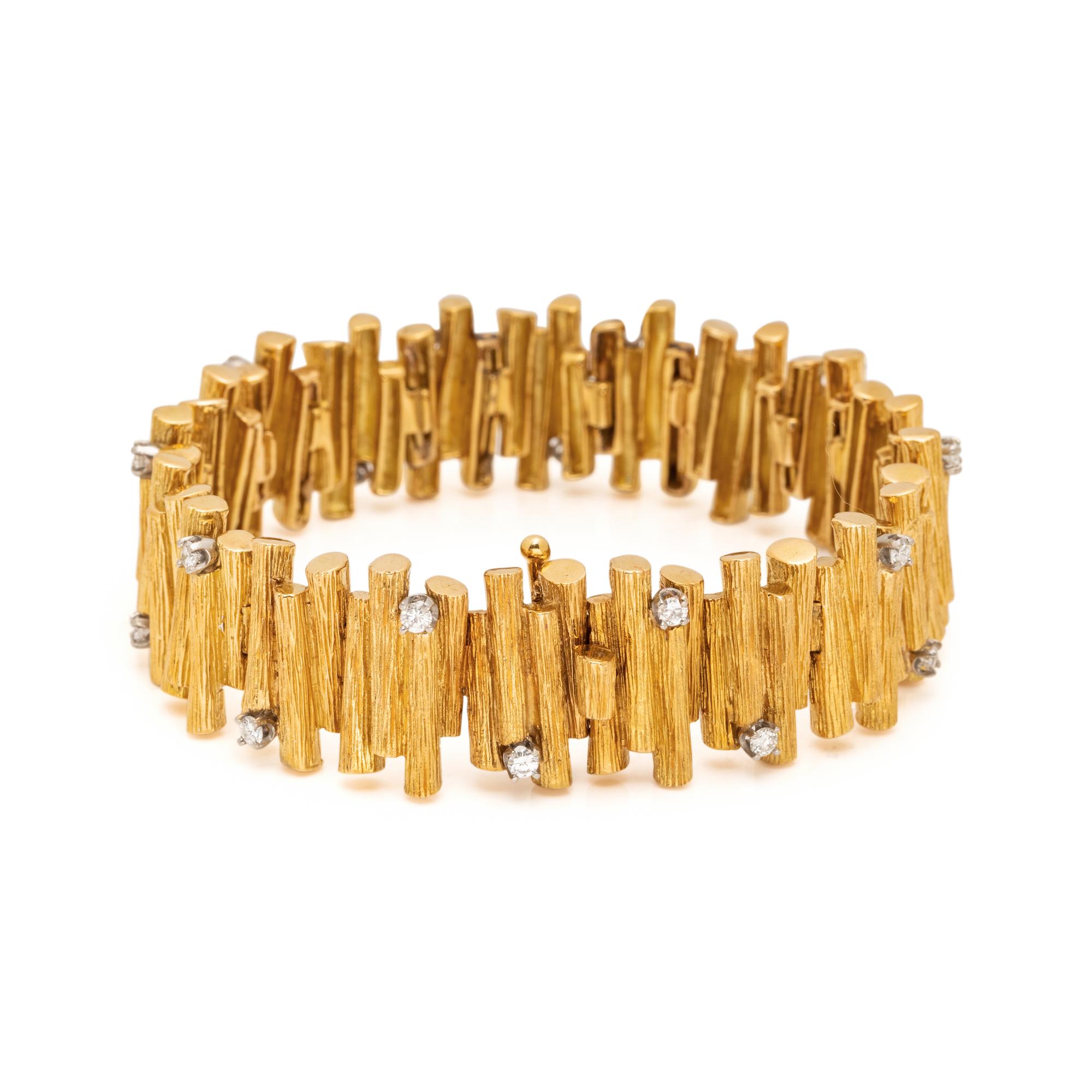 MODERNIST, YELLOW GOLD AND DIAMOND BRACELET