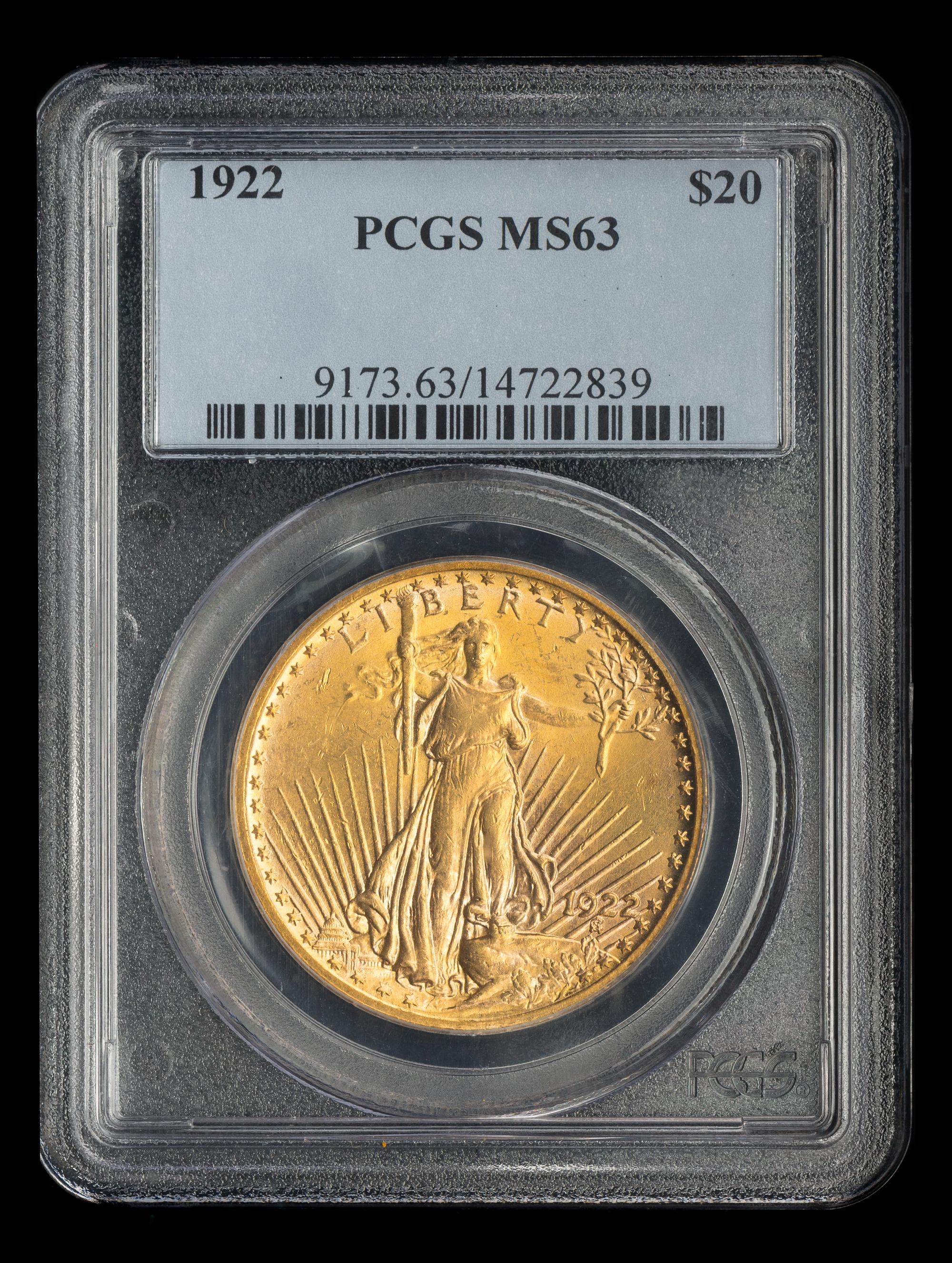 A United States 1922 St. Gaudens $20 Gold Coin