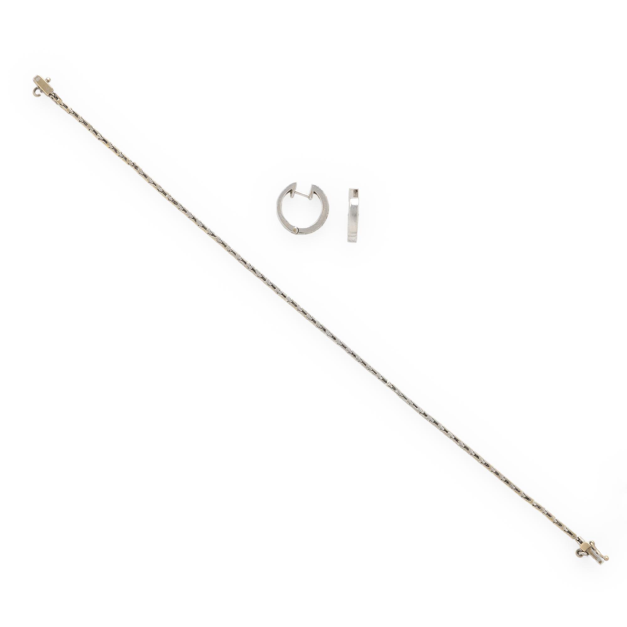 White Gold and Diamond Bracelet and Earrings