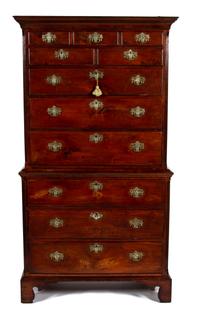 An American Chippendale Spanish Mahogany Chest on Chest Height 78 x width 41 1/2 x depth 21 3/8 inches. — CIRCA 1750