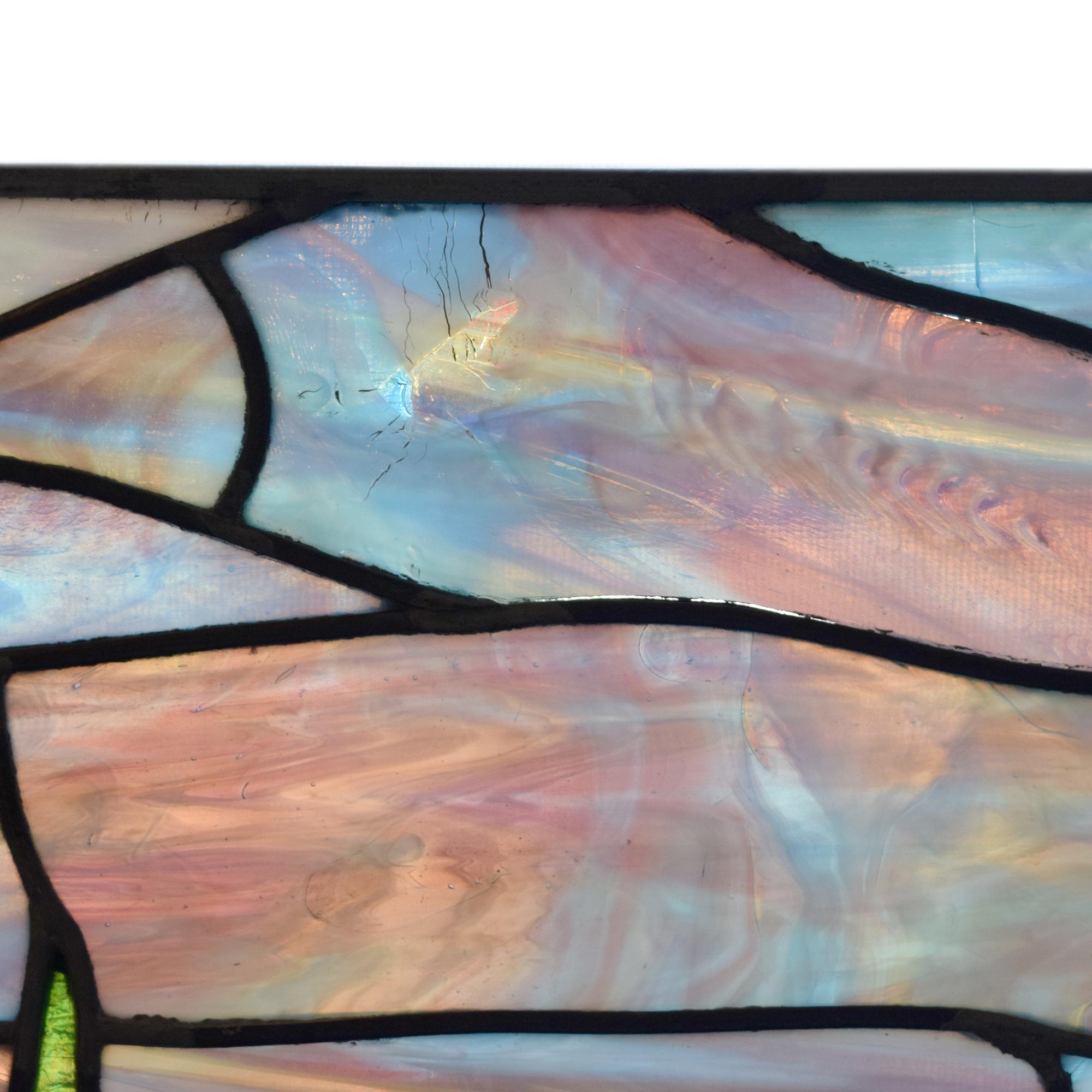 A Scenic Stained Glass Window 28" W x .25" D x 20" H — United States, 20th Century