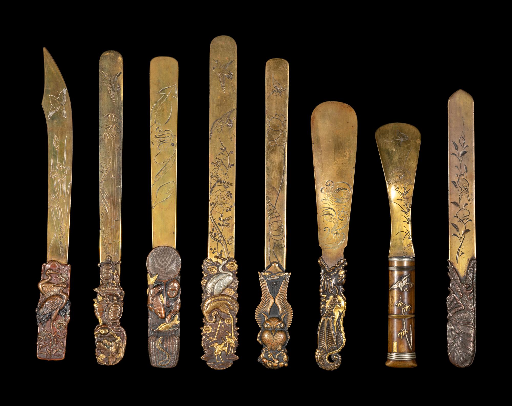 Eight Japanese Mixed-Metal Page Turners