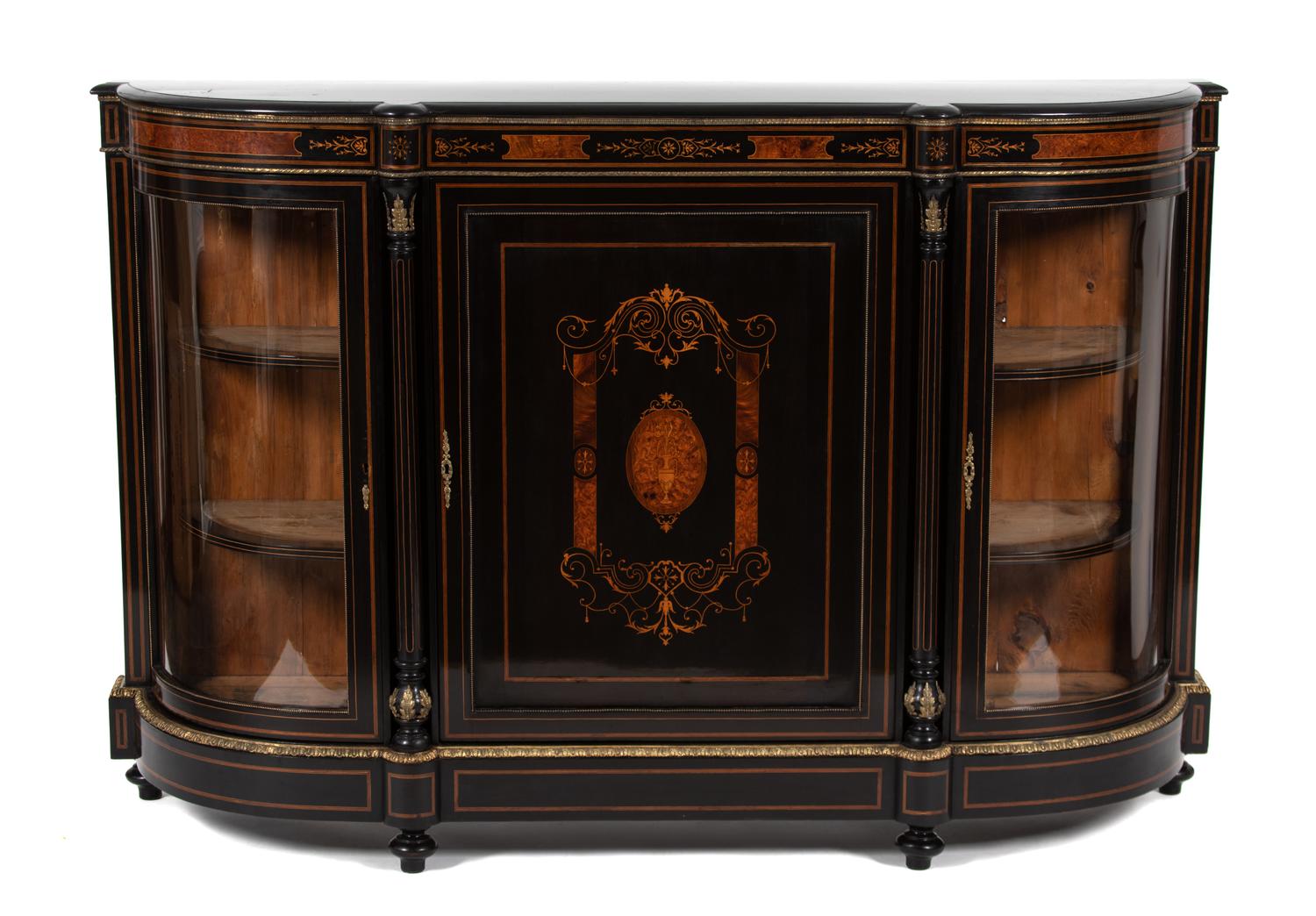 A Napoleon III Gilt Bronze Mounted Marquetry Ebonized Cabinet — THIRD QUARTER 19TH CENTURY