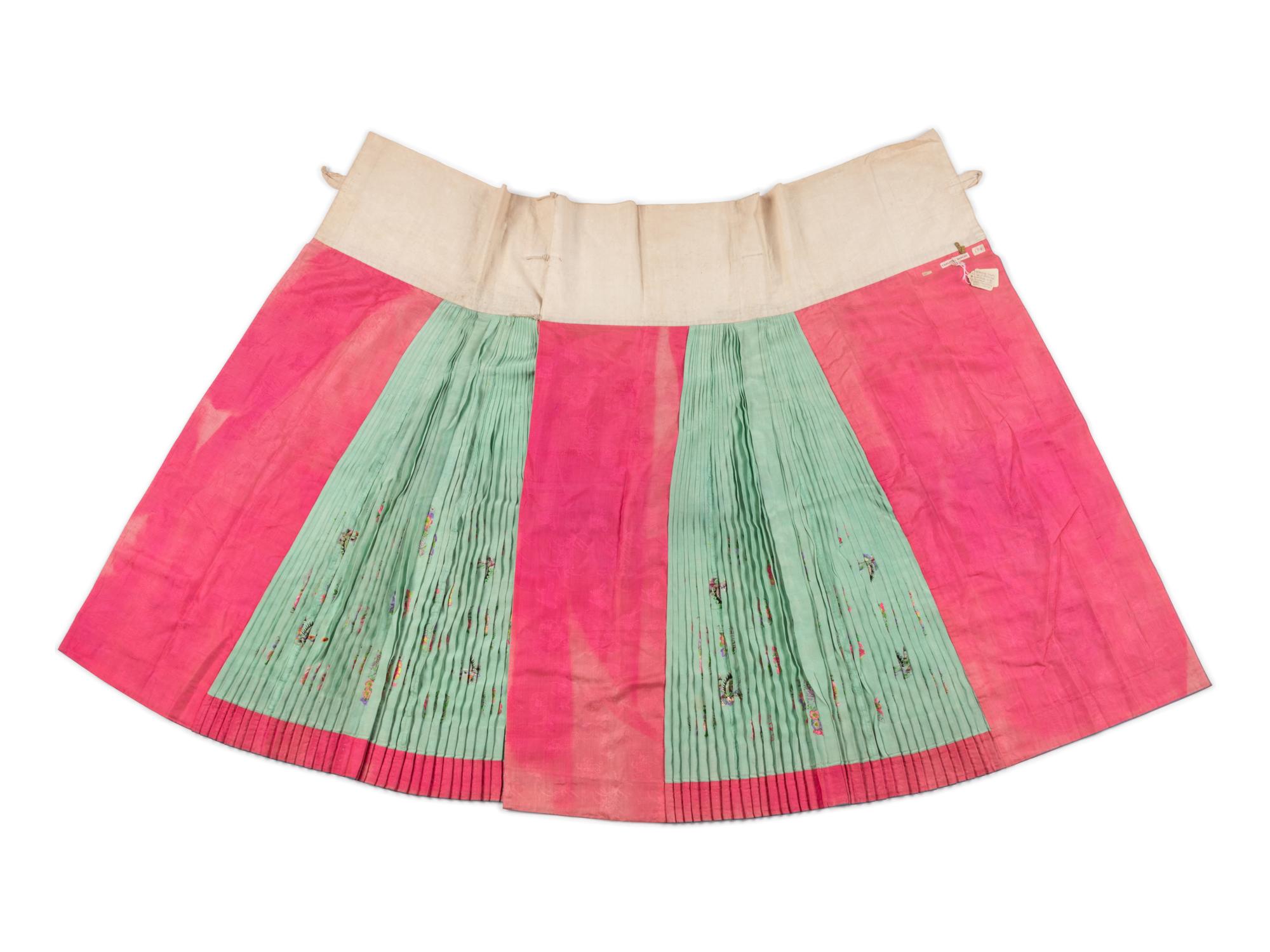 Two Embroidered Silk Summer Apron Skirts