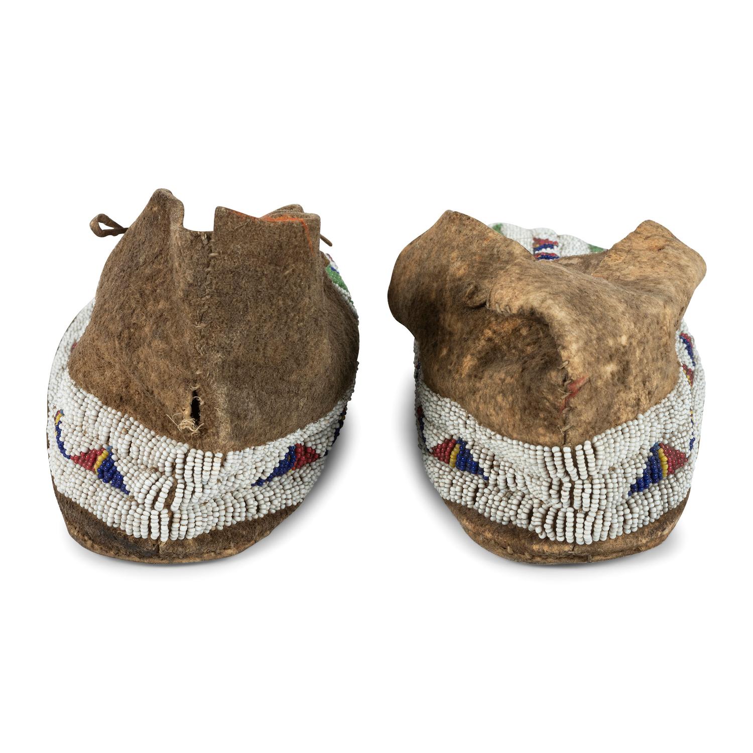 Cheyenne Beaded Buffalo Hide Moccasins