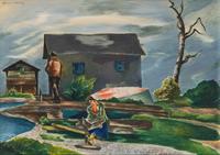 The Old Boat House (The Artist and His Wife) , c. 1935