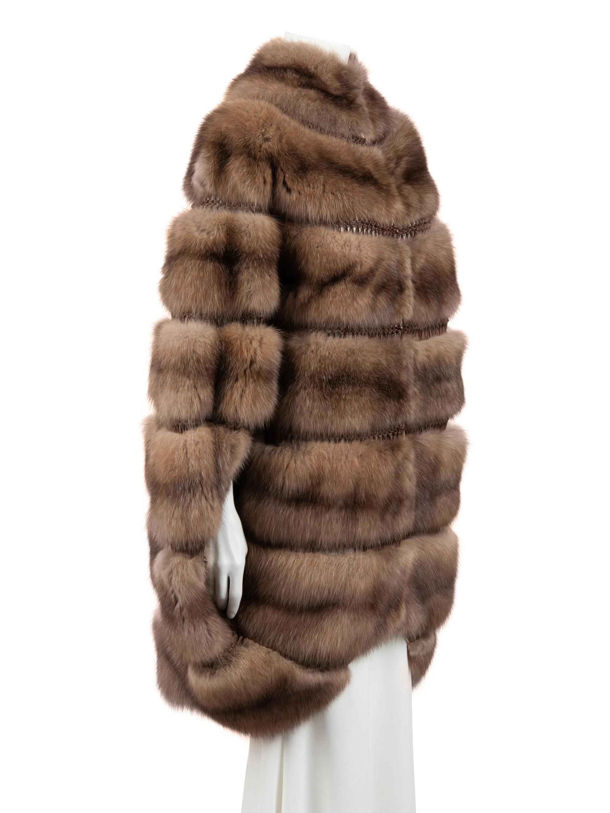 Chado Ralph Rucci Golden Sable and Braided Leather Stroller Coat