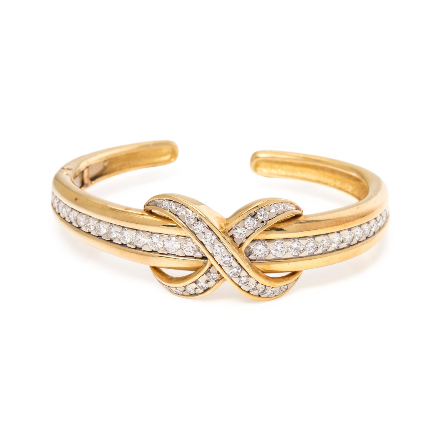 YELLOW GOLD AND DIAMOND CUFF BRACELET