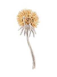 GOLD AND DIAMOND DANDELION BROOCH