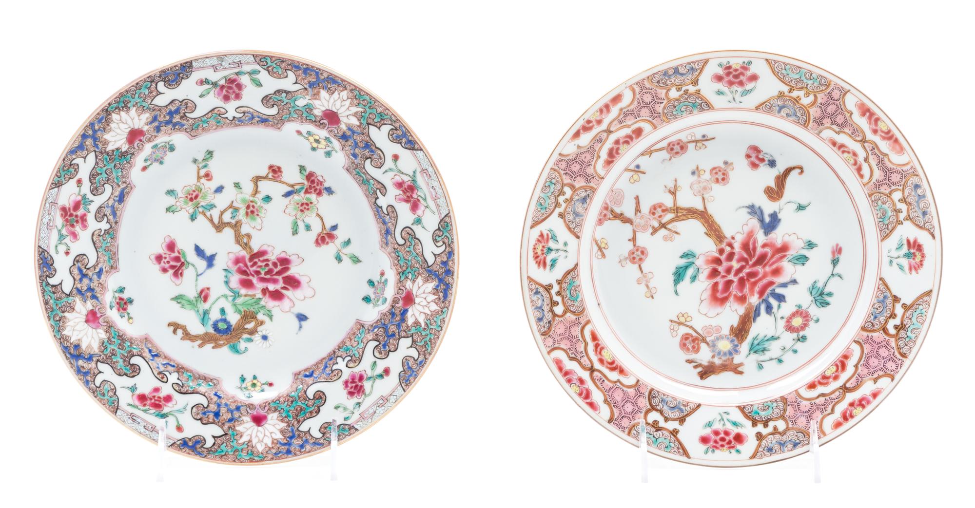 Two Chinese Export Famille Rose Plates Diameter 9 inches (each).
