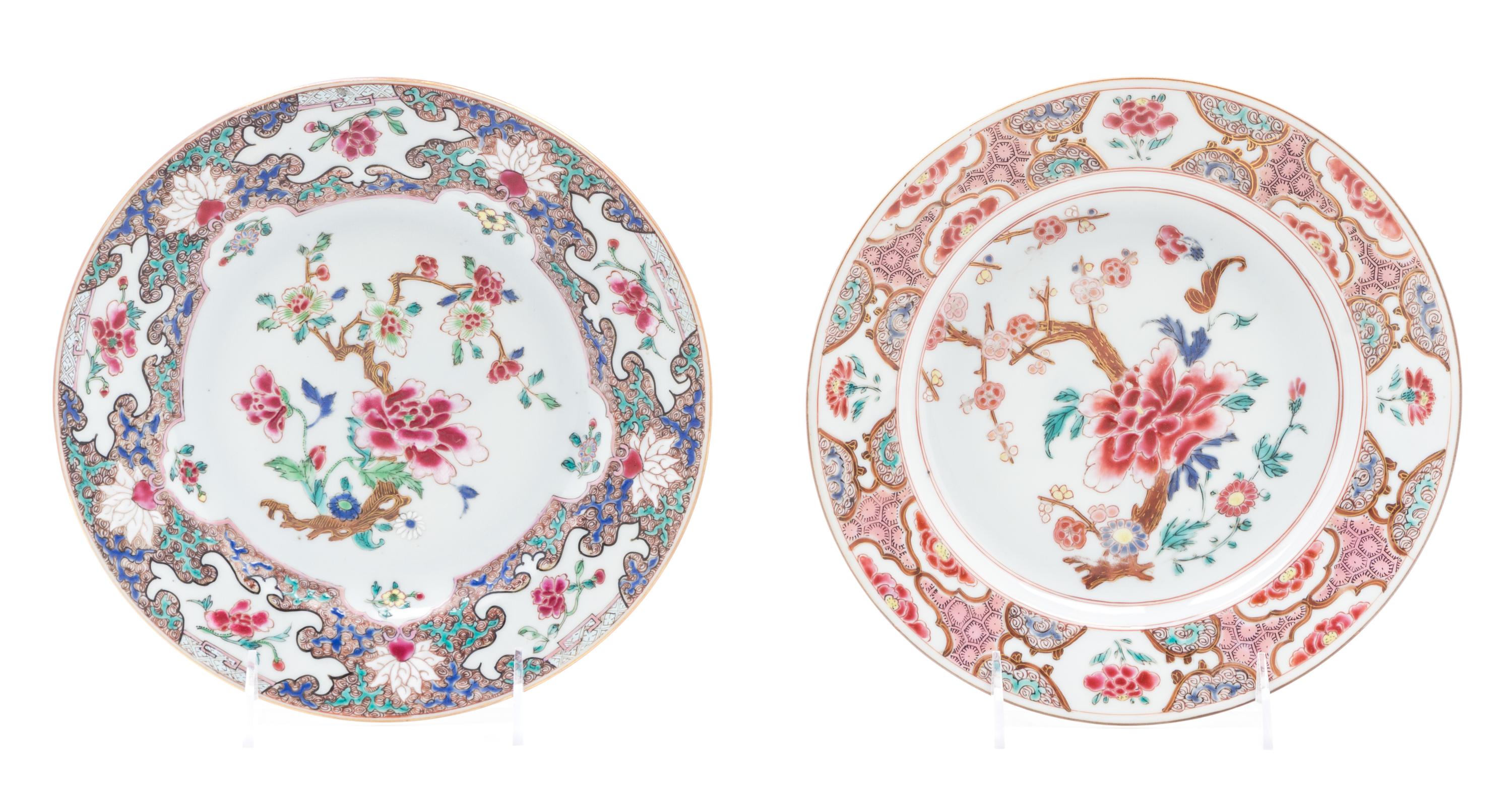 Two Chinese Export Famille Rose Plates Diameter 9 inches (each).