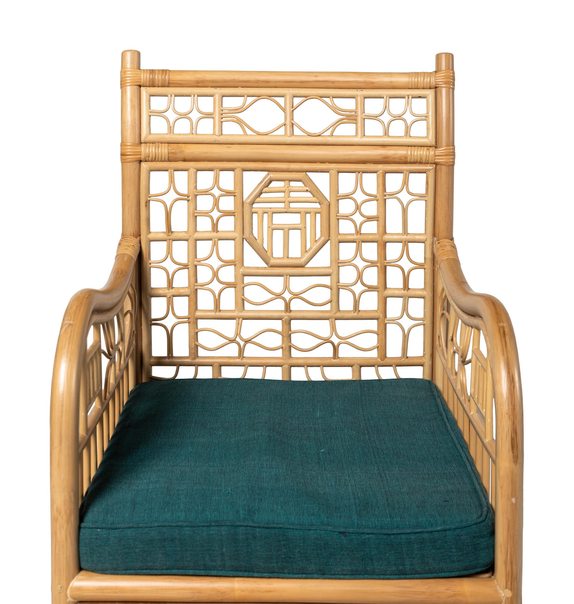 A Set of Eight Bamboo and Rattan Dining Chairs