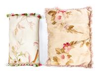 Two Aubusson Tapestry Pillows Width of first 19 inches.