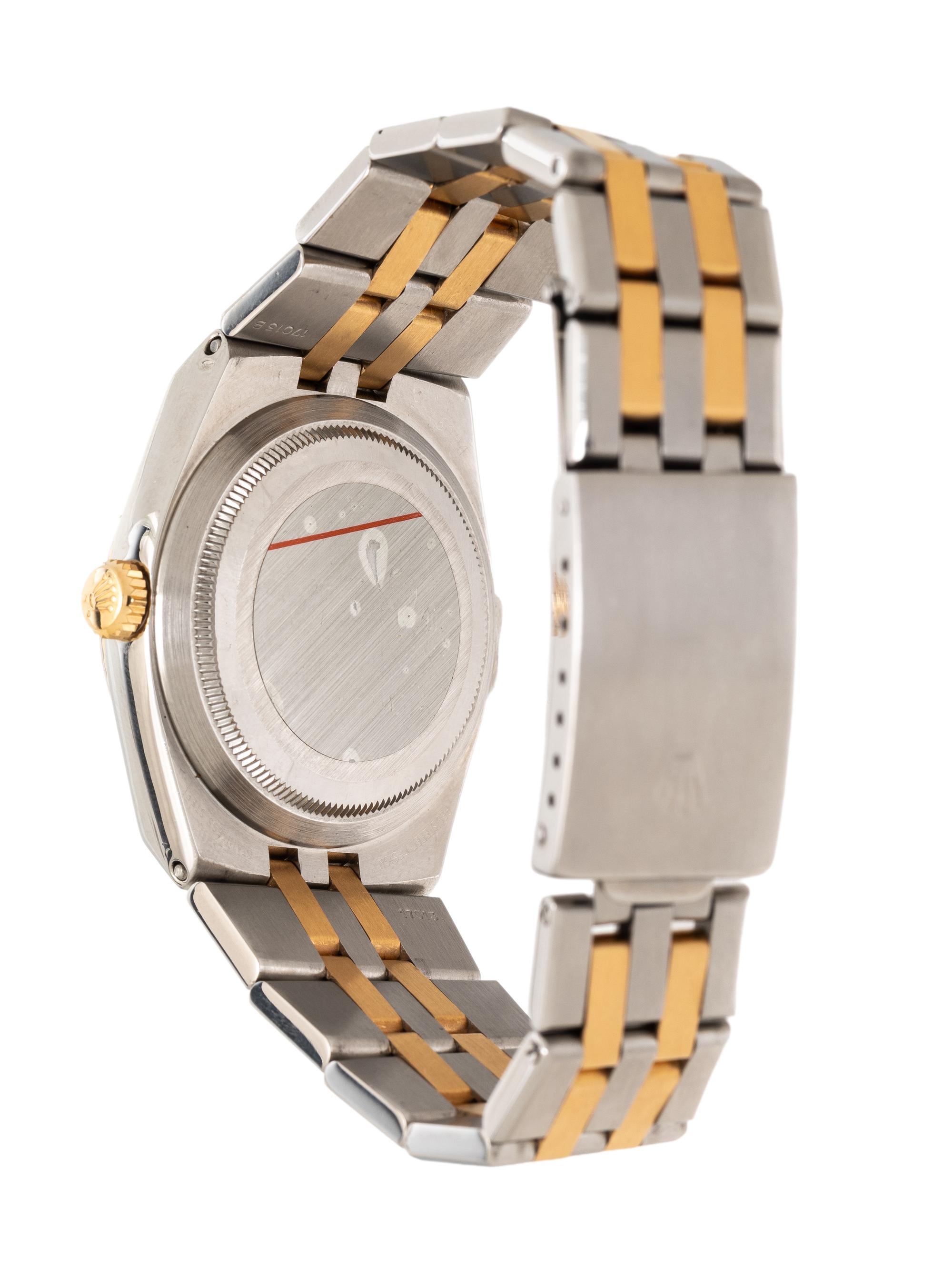 ROLEX, REF. 17013 YELLOW GOLD AND STAINLESS STEEL 'DATEJUST OYSTERQUARTZ', BOX & PAPERS