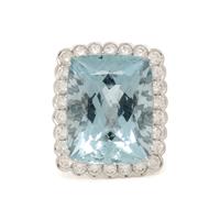AQUAMARINE AND DIAMOND RING