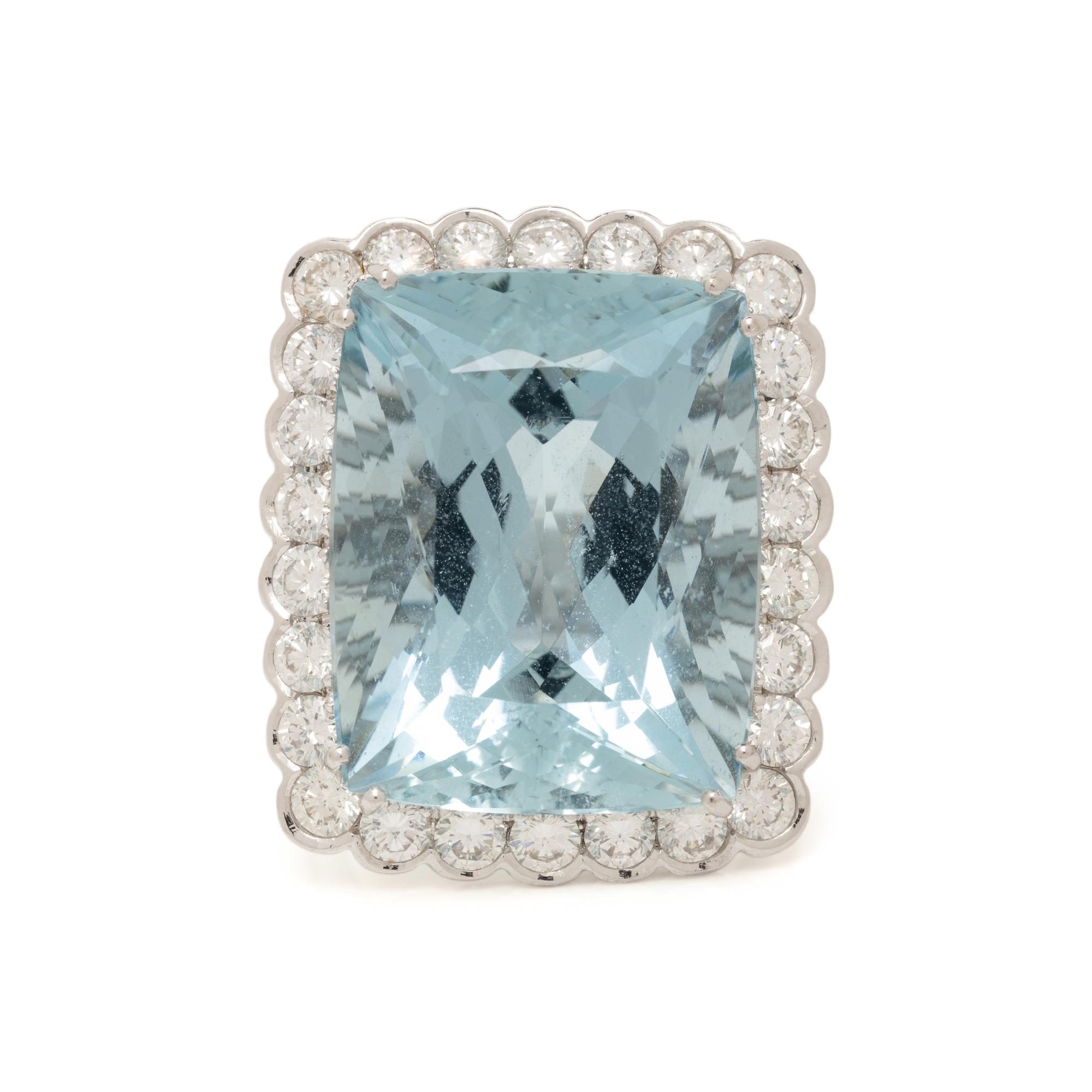 AQUAMARINE AND DIAMOND RING