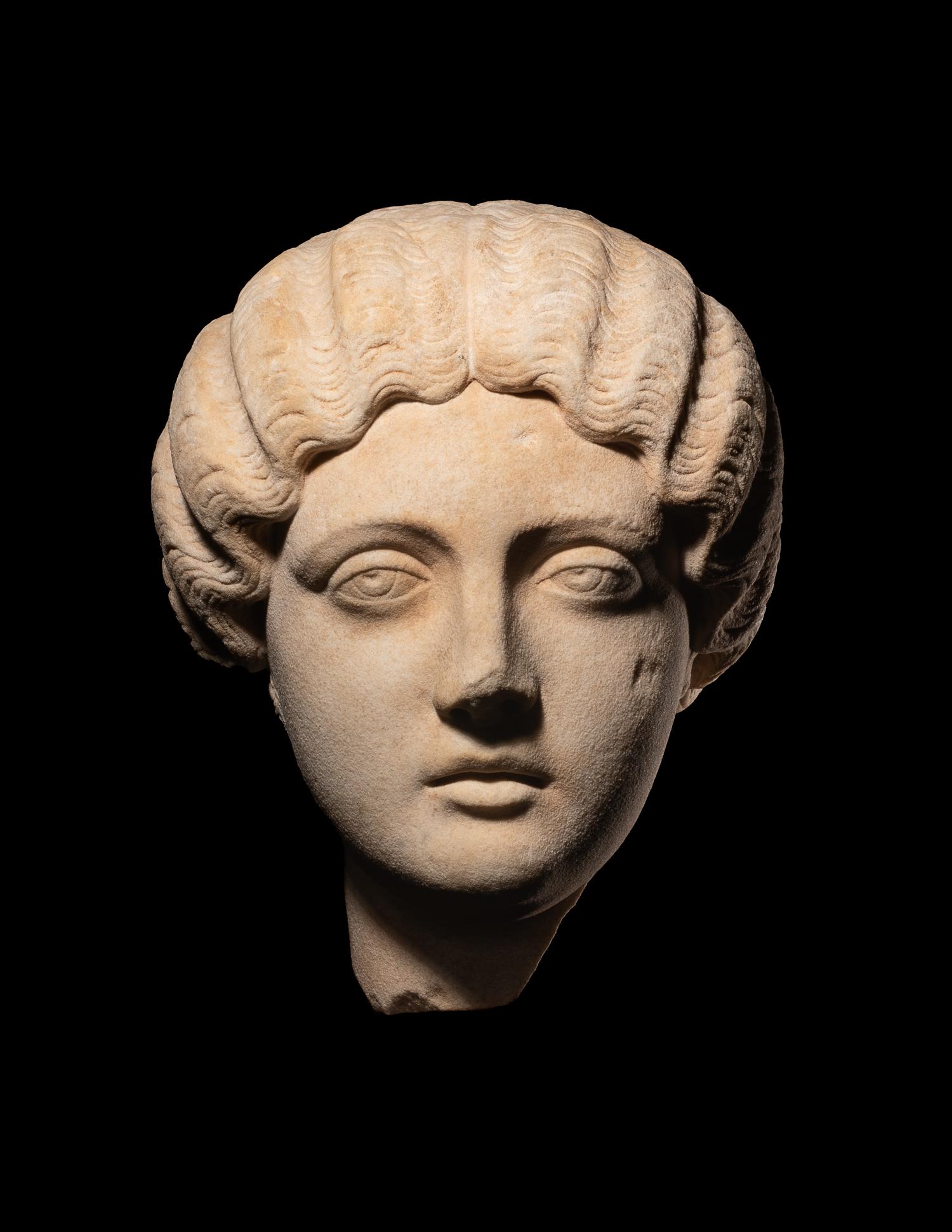A Roman Marble Portrait Head of the Empress Faustina Minor