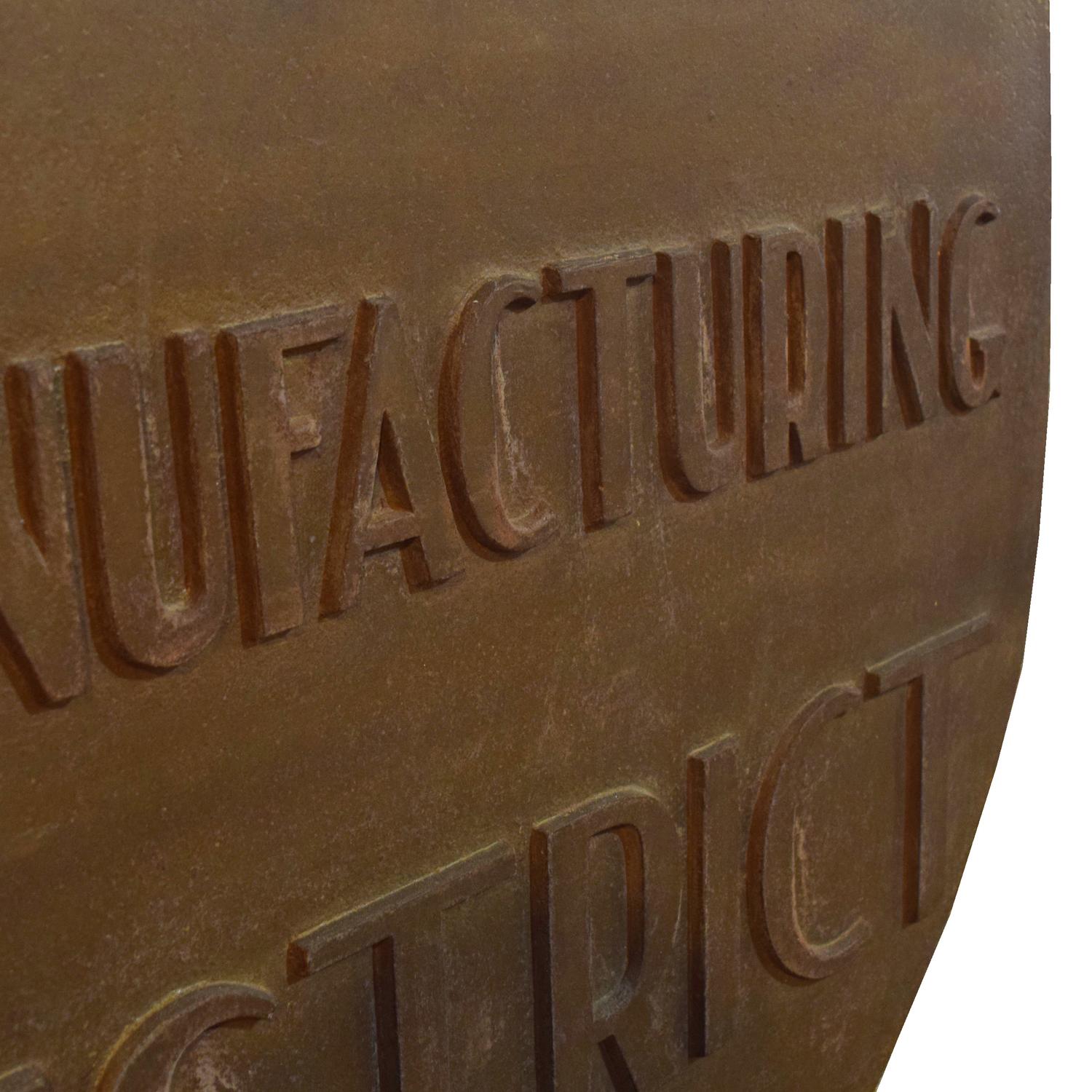 A Cast Iron Kenwood Manufacturing District Sign 32" W x .25" D x 50.5" H, — United States, Circa 1915