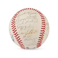 A 1982 Chicago Cubs Team Signed Autograph Baseball (Including Early Career Ryne Sandberg Signature)