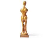 Tom Bazis (b. 1943), A wood carving of a female figure