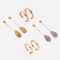 A collection of four pairs of signed gold earrings