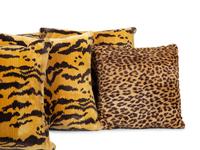 Six Scalamandré Silk Velvet Tigre Pillows and Two Cheetah Design Pillows