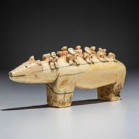 Inupiat Carved Bear with Ten Riders