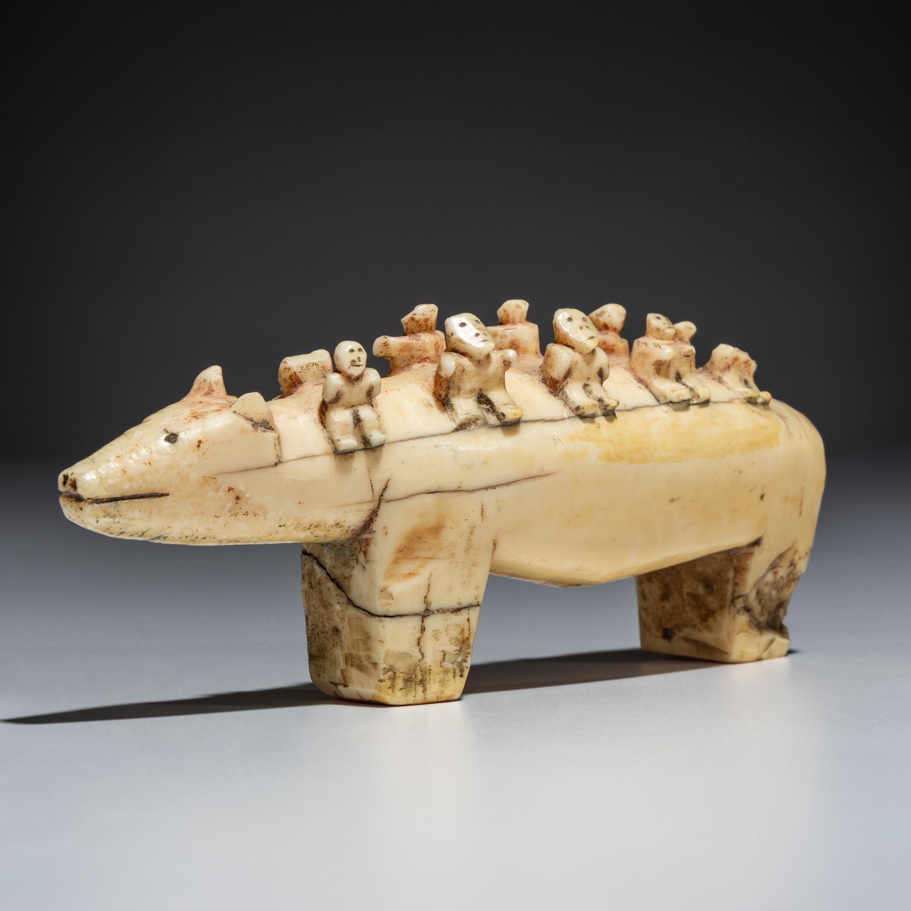 Inupiat Carved Bear with Ten Riders