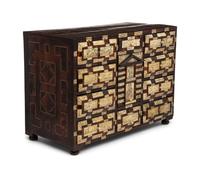 A Spanish Bone and Tortoiseshell-Inlaid Hardwood Table Cabinet