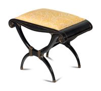A Regency Style Black and Gilt Decorated Curule Form Stool