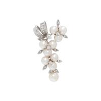 CULTURED PEARL AND DIAMOND PENDANT/BROOCH
