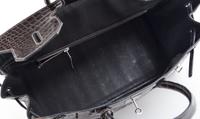 An Hermes Graphite Porosus Crocodile 35cm Birkin Handbag, 14" x 10" x 7".