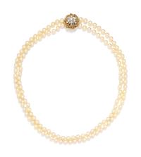 CULTURED PEARL AND DIAMOND NECKLACE